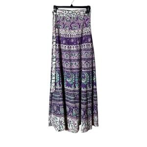 Bohemian Floral True Wrap Maxi Free Size A-Line Festival Purple Cotton Hippie